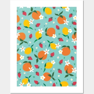 Citrus and friends pattern Posters and Art